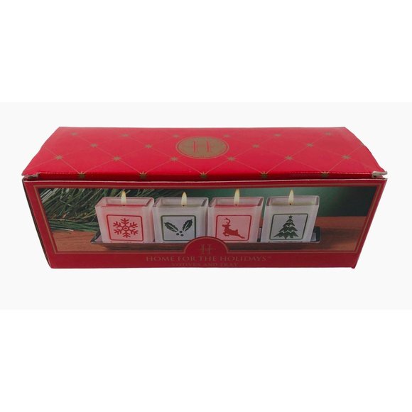 Home For The Holidays Green Red Candle Votives Tray Christmas Home Decor - Picture 10 of 10